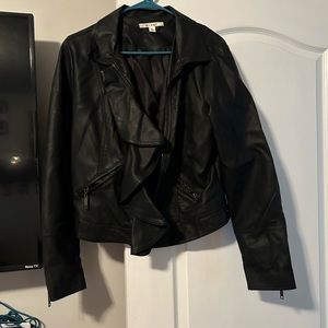 Miami faux leather jacket. Black. No rips. Size Large. All the zippers work.